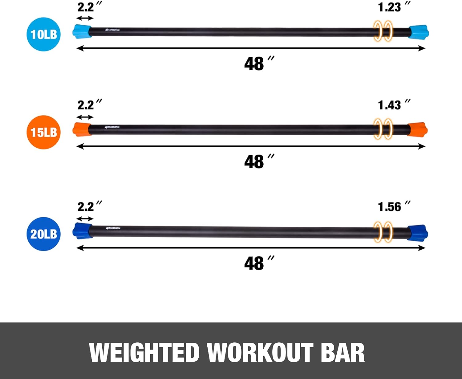LIONSCOOL Workout Weighted Bar,Padded Exercise Weight Bar, Solid Steel Stretching weighted bar set for Body Sculpting, Physical Therapy,Body Toning(10+15+20LB) LIONSCOOL