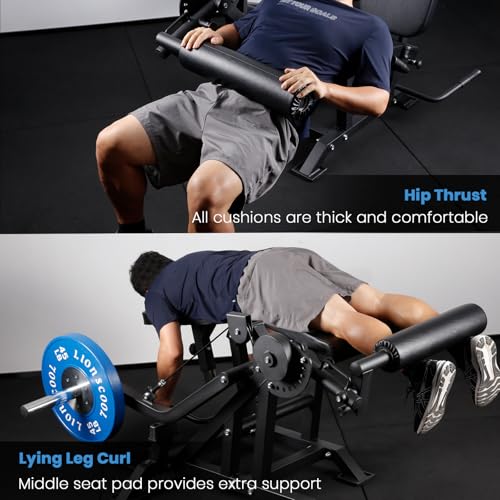 LIONSCOOL Leg Extension, Leg Curl & Exercise Bench V3.0 – Home and Garage Gym Solution