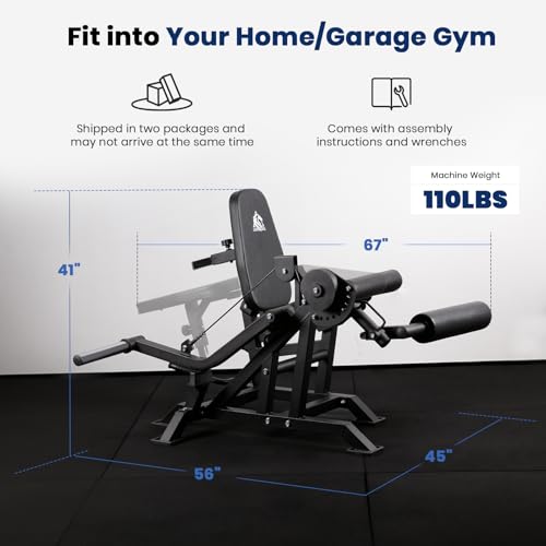 LIONSCOOL Leg Extension, Leg Curl & Exercise Bench V3.0 – Home and Garage Gym Solution