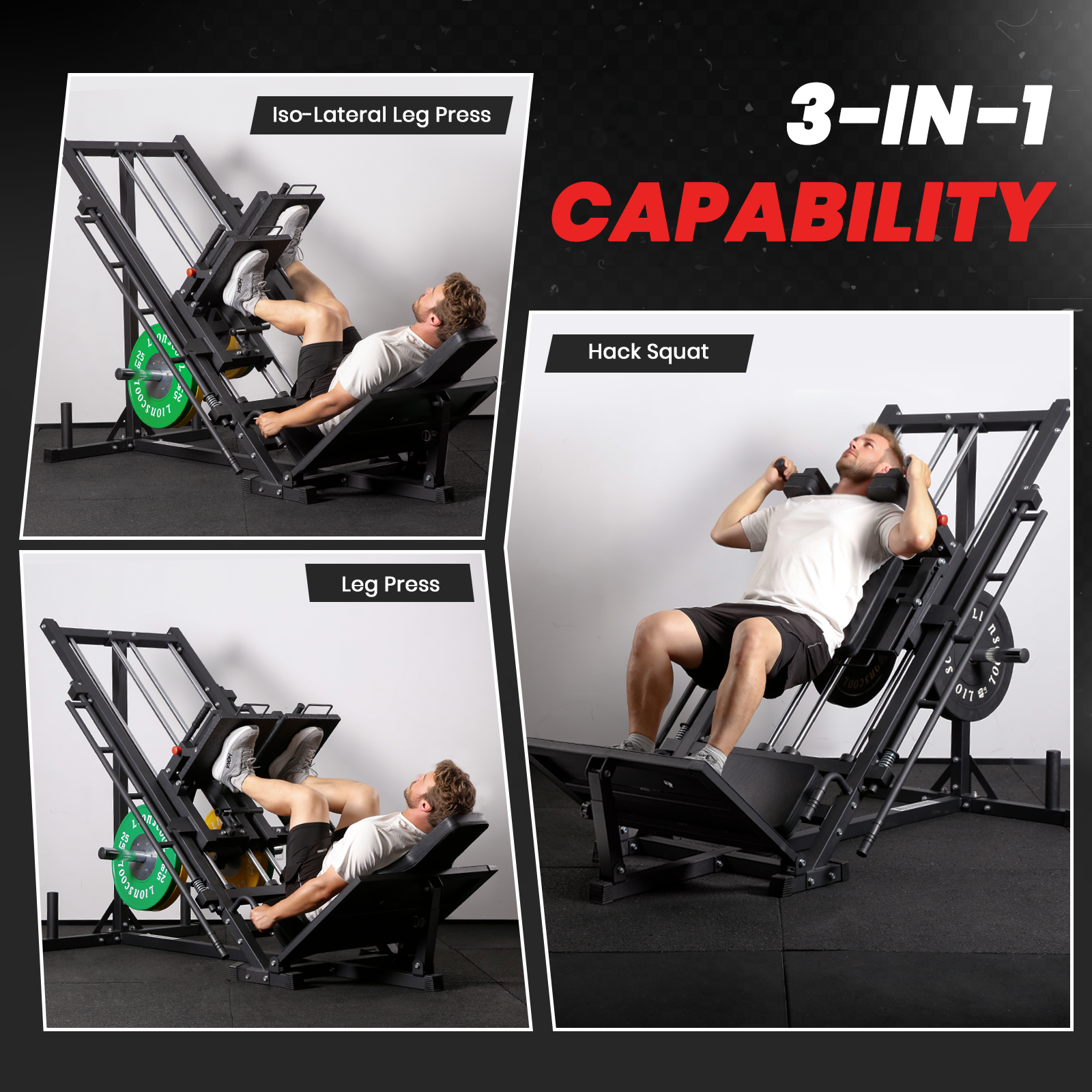 LIONSCOOL LP01 3-in-1 Iso Leg Press Hack Squat Machine LIONSCOOL