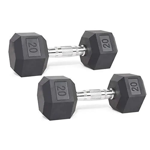 LIONSCOOL Rubber Encased Hex Dumbbells with Metal Handle for Strength Training, Resistance Training, Build Muscle and Full Body Workout, 5-65lbs… LIONSCOOL
