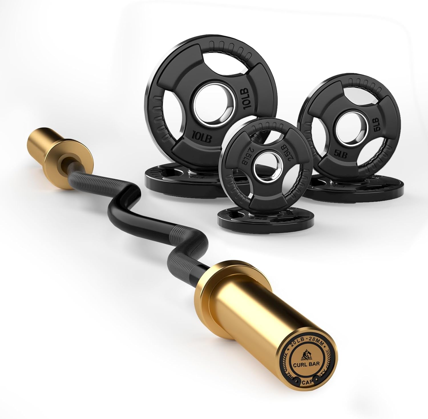 LIONSCOOL 4ft Olympic Barbell - 350LB Capacity for Squats & Curls