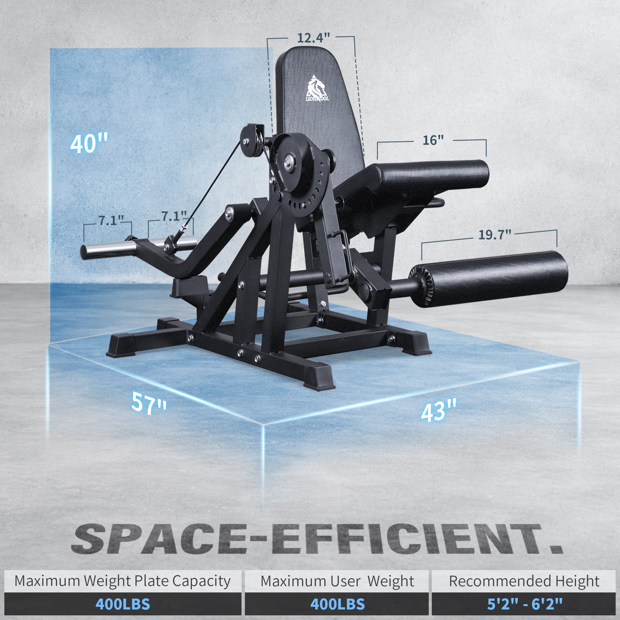 LIONSCOOL Leg Extension and Curl Machine V4.0, Adjustable Seated