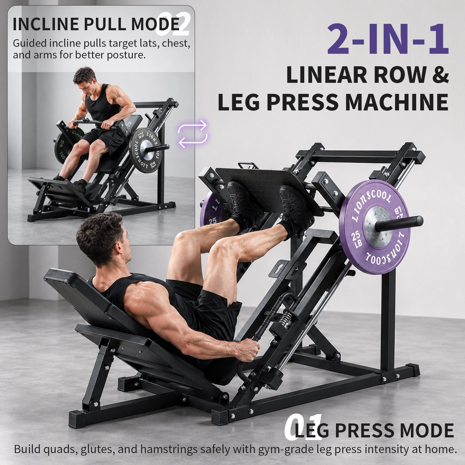 Lionscool 2-in-1  Linear Row Machine & Leg Press machine LIONSCOOL