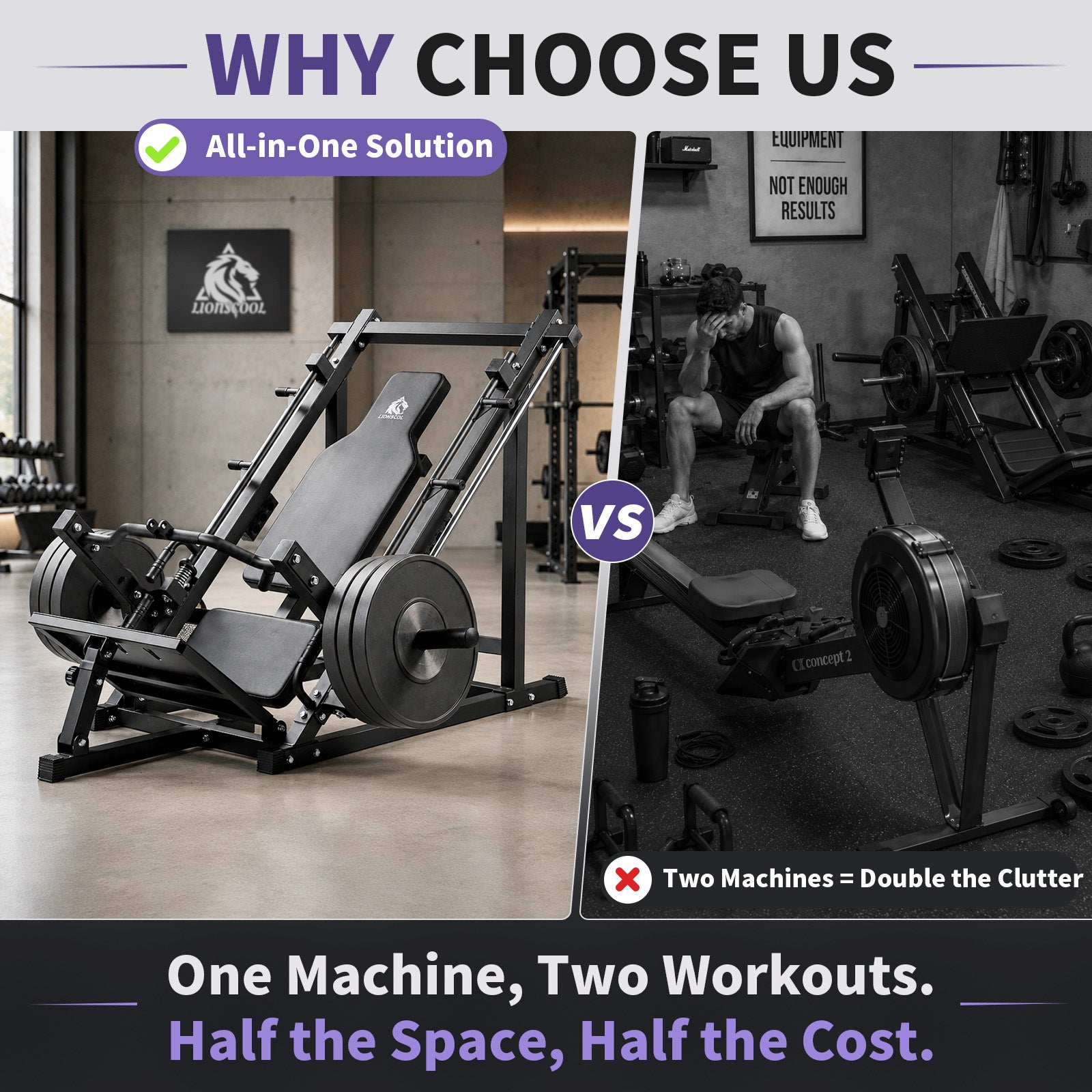 Lionscool 2-in-1  Linear Row Machine & Leg Press machine LIONSCOOL