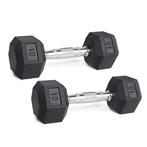 LIONSCOOL Rubber Encased Hex Dumbbells with Metal Handle for Strength Training, Resistance Training, Build Muscle and Full Body Workout, 5-65lbs… LIONSCOOL
