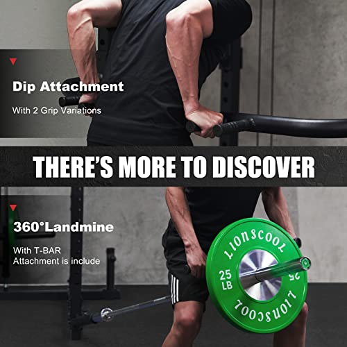 LIONSCOOL Master Power Rack and Pulley System, Equipped with 13 Accessories to Create Endless Possibilities for Your Home Gym, T-Bar Row Landmine and Dip Attachment Included, 1500LBS Rackable Capacity