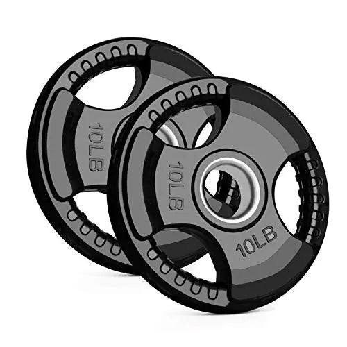 thumbnail image 2 of LIONSCOOL Olympic Weight Plates - 2.5-45LB Rubber Coated Cast Iron Tri-Grip Plates For Home & Gym Training 2 of 6