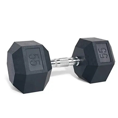 LIONSCOOL Rubber Encased Hex Dumbbells with Metal Handle for Strength Training, Resistance Training, Build Muscle and Full Body Workout, 5-65lbs… LIONSCOOL