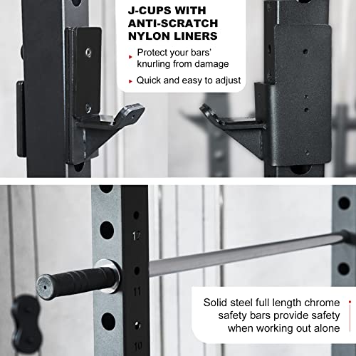 LIONSCOOL Master Power Rack and Pulley System, Equipped with 13 Accessories to Create Endless Possibilities for Your Home Gym, T-Bar Row Landmine and Dip Attachment Included, 1500LBS Rackable Capacity