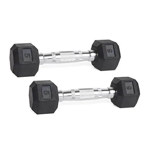 LIONSCOOL Rubber Encased Hex Dumbbells with Metal Handle for Strength Training, Resistance Training, Build Muscle and Full Body Workout, 5-65lbs… LIONSCOOL